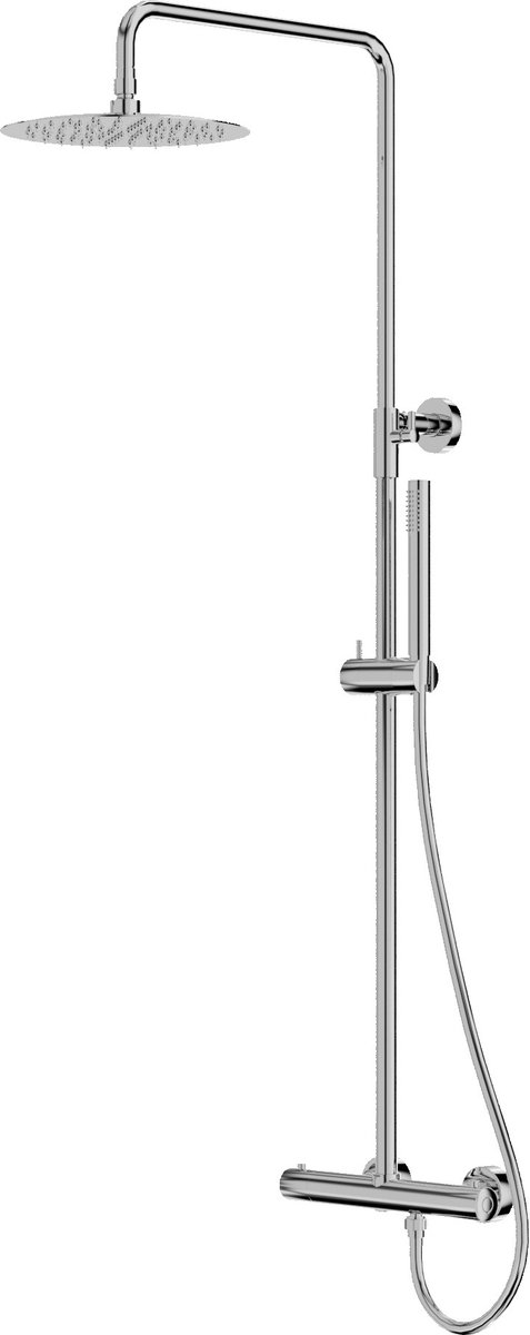 LAVITA® Glijstang Thermostatische Doucheset met Handdouche en Regendouche ORION - Chroom - Keramische Cartouche, ééngreeps, Waterbesparend - Hoofddouche - Douchecombinatie voor extra hygiëne en comfort