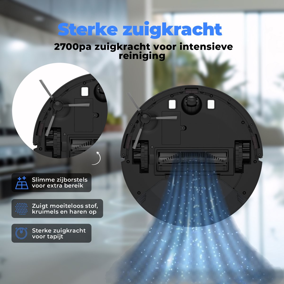 Afbeelding 3 van Denver Robotstofzuiger met Laadstation - Smartphone TUYA App - Gyroscope Navigatie - Geschikt voor Huisdierharen - RVC125