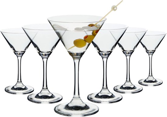 The Buybox Vintage Coupe Bril Set van 4. Champagne, Cocktail, Martini, Wijnglazen, Lange Stam Glaswerk, (8 oz/260ml