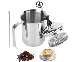 Handmatige Melkopschuimer 400 ml Roestvrij Staal - Perfect voor Koffie en Cappuccino