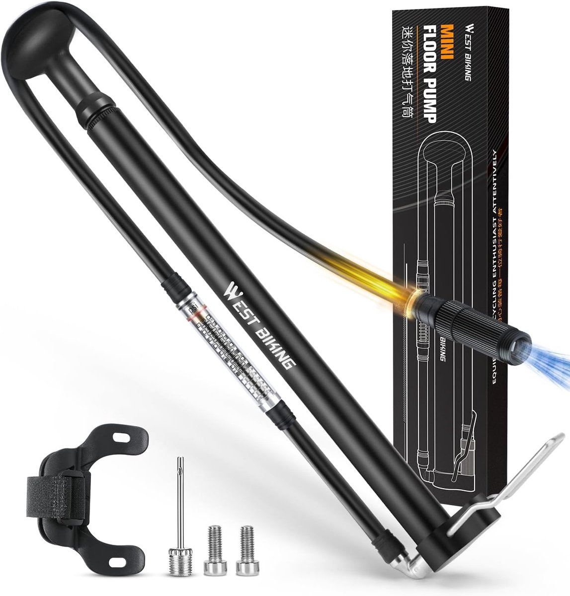 Draagbare fietspomp mini-fietspomp - aluminium - 160 psi - geschikt voor alle ventielen