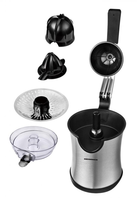 Heinner Aren 160 HCP-160SS Elektrische Citruspers – 160 W – 2 Perskegels – Persarm – Druppelstop – RVS Filter – Zilver van Heinner — afbeelding 3