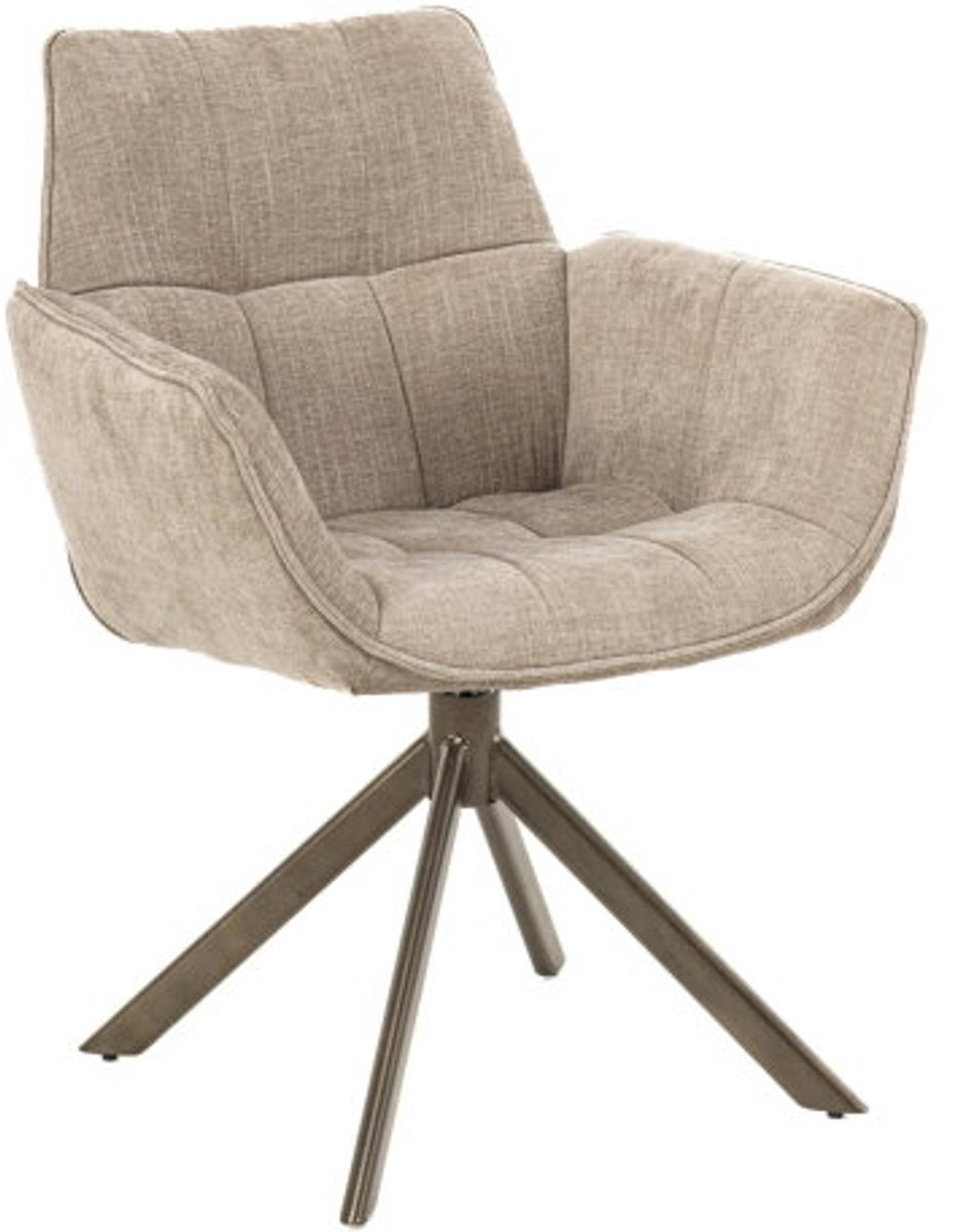 Eetkamerstoel Monaco poot Venus draaibaar Anodic brown - Milan beige 170