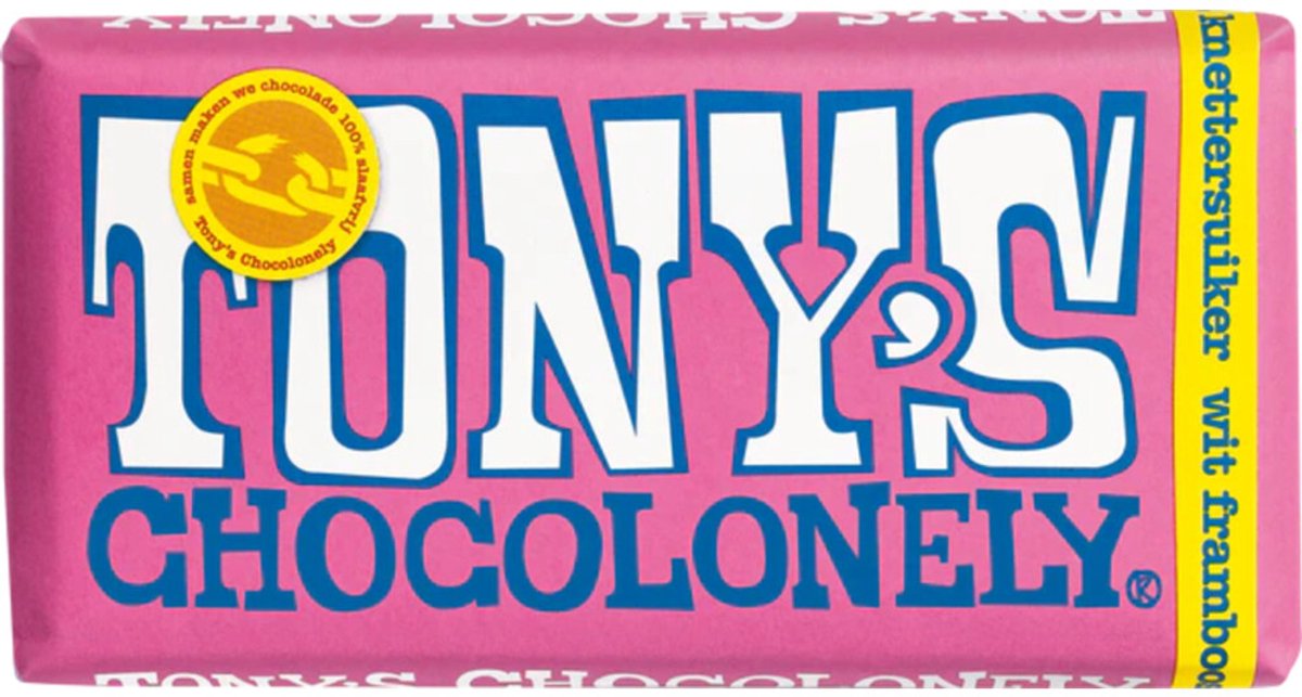 Witte Chocolade Reep Framboos Knettersuiker 180 gram Chocola van Tony's Chocolonely — cadeau in Eten & Drinken - foto 8