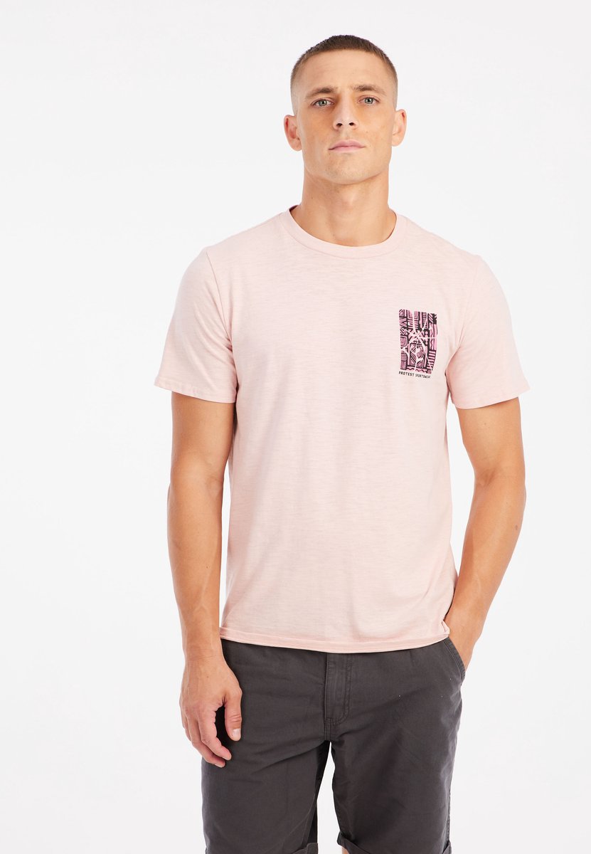 Protest Prtvictor – T shirt Heren – Korte mouwen – Ronde hals – Peach Roze