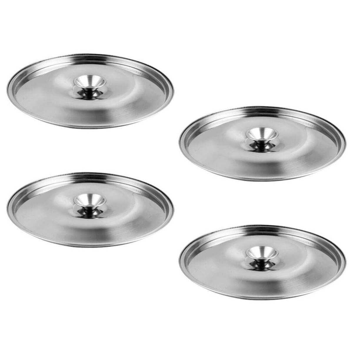 Ibenzoa® Set van 4 Roestvrij Stalen Minipannendeksels met Bedieningsknop, Geschikt voor Diverse Pannen en Kruidenhouders
