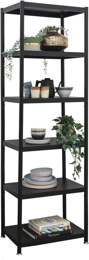 Shelfr Industrieel Metalen Rek Zwart 61x41x130 Cm - 4 Niveaus 90kg