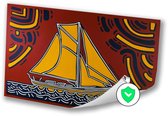 Kleurrijke zeilboot op zee - Zeilboot poster - Poster vervoer - Pop Art - Retro poster - Slaapkamer accessoires - poster 60x40 cm
