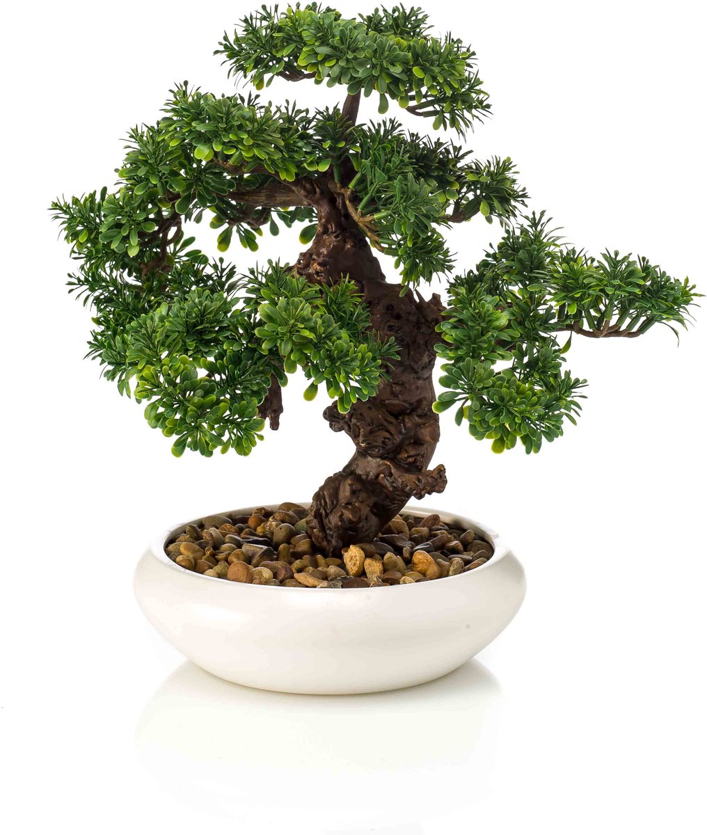 Emerald - Kunstplant Bonsai Ficus mini 37cm - Kunstplant voor binnen