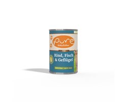 Pure- Kattennatvoer Rund, Vis & Gevogelte – Natuurlijk Voer met 66% Vers Vlees & Vis – Zonder Additieven – 6x400g