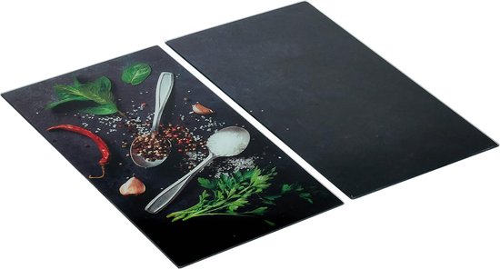Plaque de protection en verre pour cuisinière - lot de 2 plaques de protection pour vitrocéramique ou induction, verre trempé, 30 x 52 cm