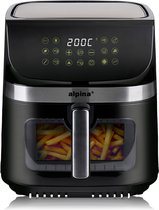 alpina Airfryer XXL - Heteluchtfriteuse 9L - Air Fryer met Digitaal Display - Hetelucht Friteuse met Timer en Temperatuur 60 tot 200℃ - met 8 Kookprogramma's en Kijkvenster - Zwart