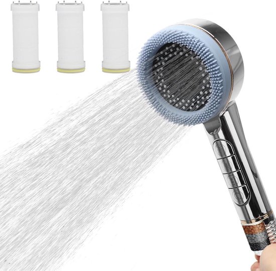 Voolan Gefilterde Handdouchekop, hogedruk douchekop met 3 straalinstellingen, filter voor hard water/droge huid en haar