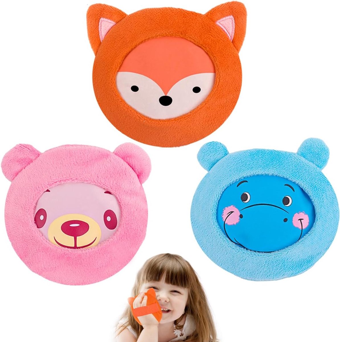 Koelpads voor kinderen - Zachte stoffen hoes, 3 stuks - Koud/warm kompres voor oor- en tandpijn