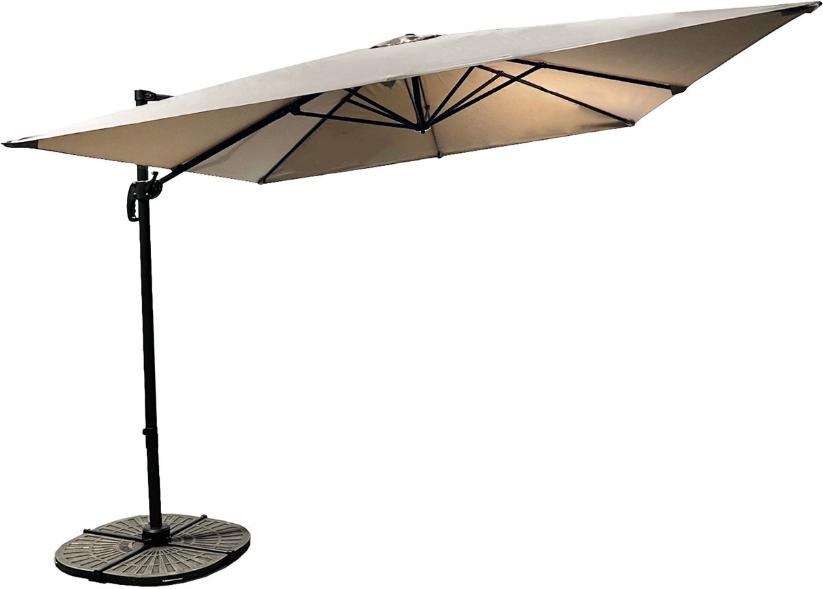 Buitenkado Pro Zweefparasol – 3x3m - Aluminium - Taupe