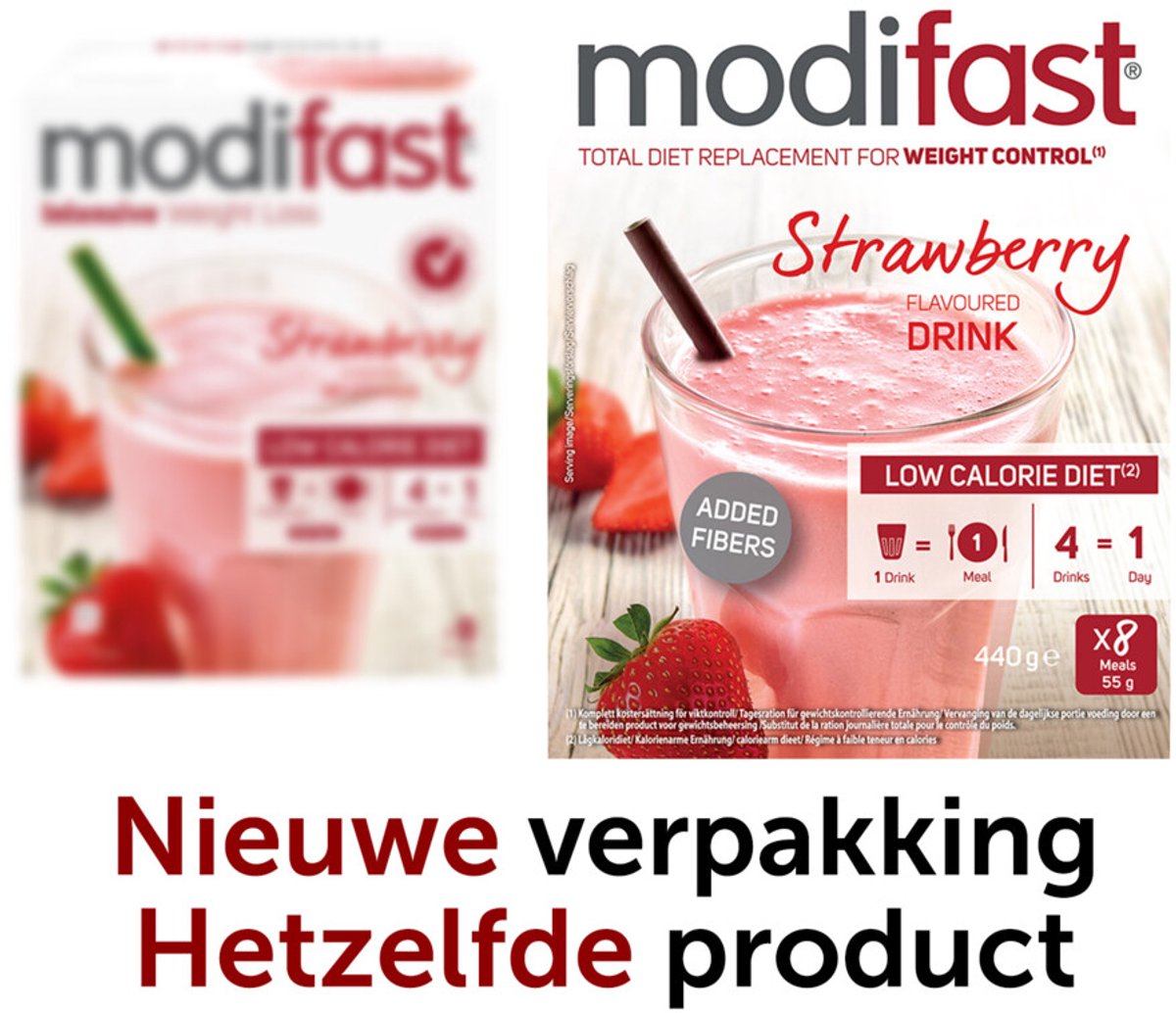 Goedkoopste 2x Modifast Intensive Milkshake Aardbei 8 x 55 gr