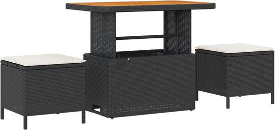 vidaXL - Tuinbank - Set - 10 - st - 9-zits - Zwart - en - Crème - poly - rattan