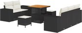 vidaXL - 8-delige - tuinset - met - kussens - in - zwart - poly - rattan - en - acacia