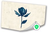 Blauwe bloem op crèmekleurig - Bloem poster - Wanddecoratie natuur - Minimalisme - Decoratieve posters - Slaapkamer muurdecoratie - poster 60x40 cm