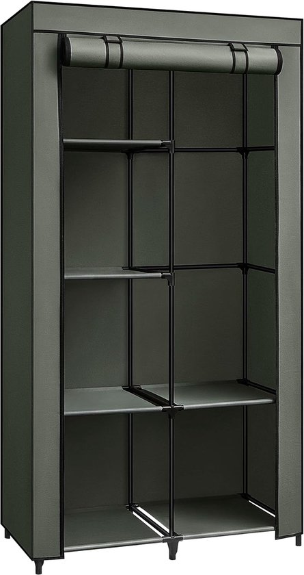 SONGMICS Kledingkast, hangkast, 6 lagen, 2 kledingroedes, niet-geweven stof, metalen frame, 88 x 45 x 168 cm, voor slaapkamer, hal, kleedkamer, chevronpatroon, grijs RYG084G22