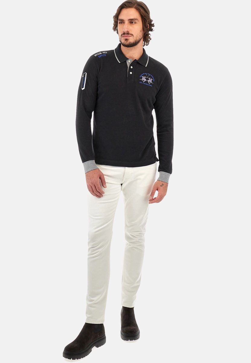 La Martina Shirt Langarm-Poloshirt regular fit Wolfe mit Logo-Details