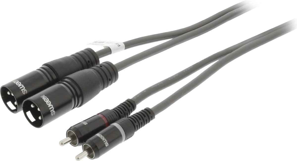 Sweex SWOP15210E30 Xlr Stereokabel 2x Xlr 3-pins Male - 2x Rca Male 3.0 M Donkergrijs