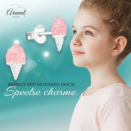 Bijoux Aramat - boucles d'oreilles - glace - argent 925 - 4x8mm - paillettes enfants