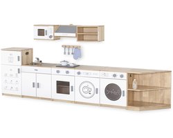 Viga Toys - Houten - Speelkeuken Luxe - Compleet (9 delig) - Wit/Naturel