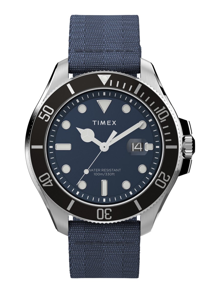 Timex Harborside Coast Kwarts Analoog Horloge Blauw Case: 100% Low Lead Brass | Armband: 100% Recycled Material 43 mm TW2W62600AJ, TW2W62700AJ