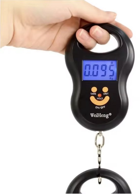 Mengshen Digitale bagageweegschaal, kraan, kofferweegschaal, 110 lb/50 kg, mini draagbare reishaakweegschaal, achtergrondverlichting lcd-display voor thuis, boerderij, jacht, buiten, oranje