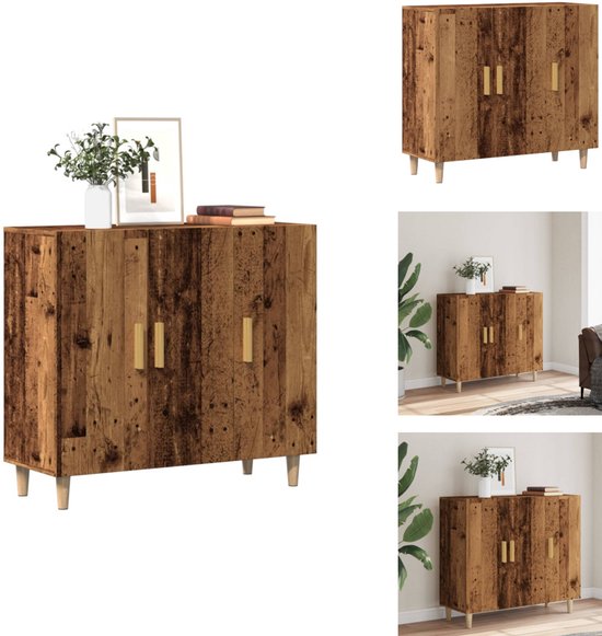 vidaXL Dressoir 90x34x80 cm bewerkt hout wit, kast, opbergkast, bijzetkast, wandkast, houten kast, opslagkast, kasten, wandkasten, opbergkasten