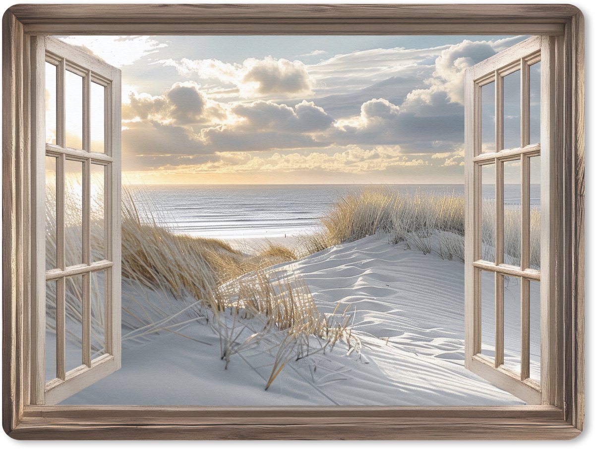 Muismat 23x19 cm - Mousepad Doorkijk - Strand - Duinen - Zee - Natuur - Muismatten