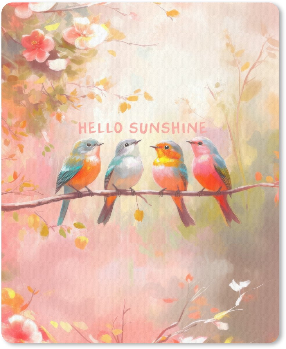 Muismat 19x23 cm - Mousepad Vogels - Tak - Quote - Roze - Muismatten