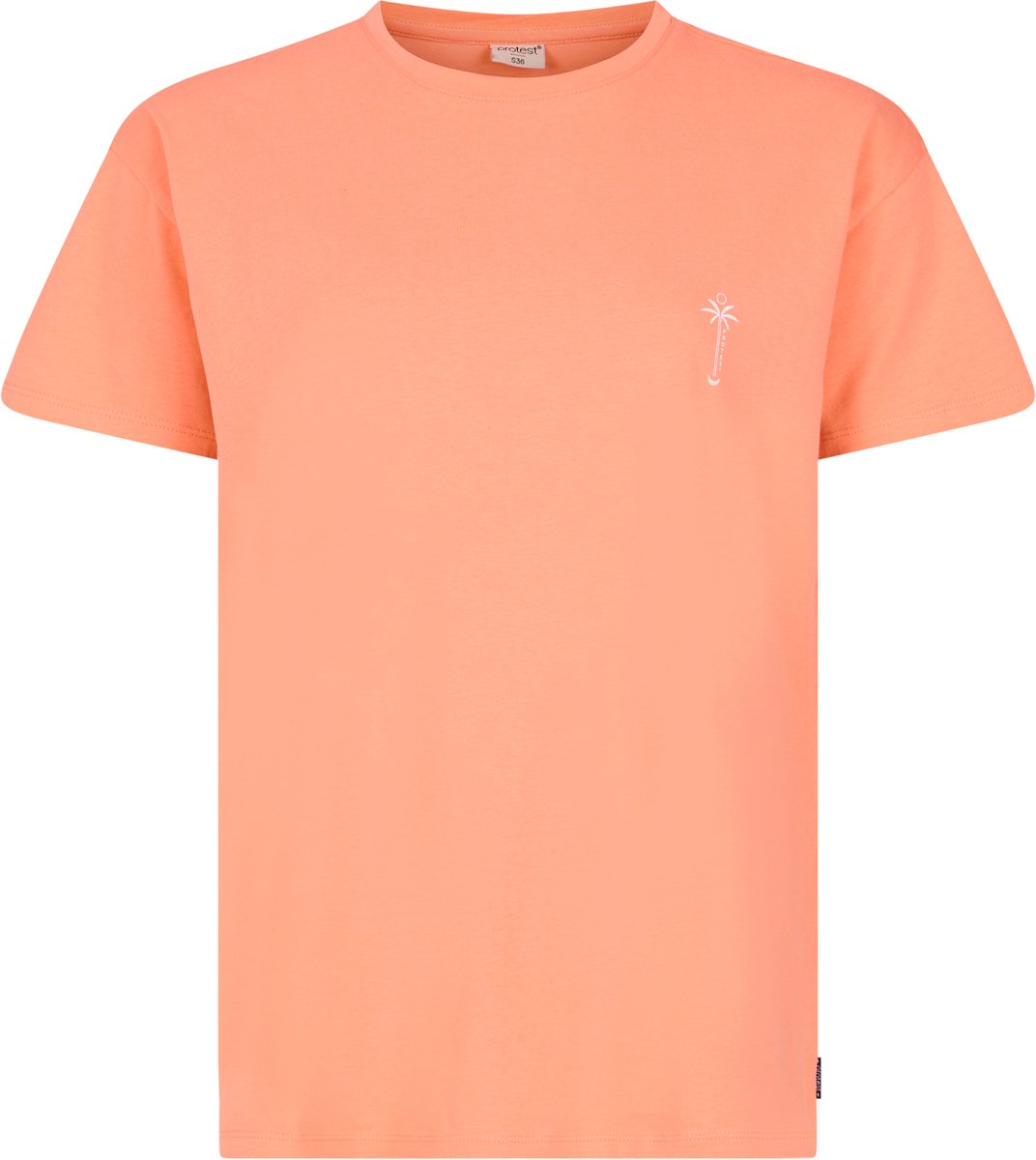 Protest Prtelena – T shirt Dames – Korte mouwen – Ronde hals – Relaxed fit Duskcoral