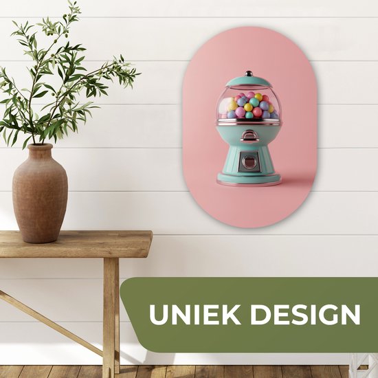 Décoration murale ovale 40x60 cm - Décoration murale ovale Chewing-gum - Rétro - Snoep - Rose - Tableau ovale - Décoration murale salon - Décoration chambre - Peintures - Cercle mural