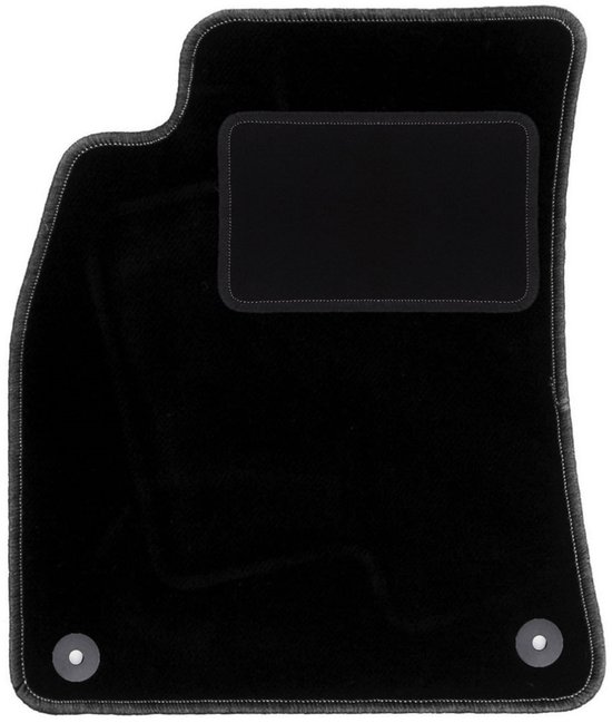 Tapis de sol conducteur noir avec passepoil gris et deux œillets de fixation.