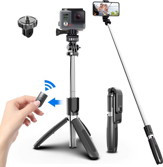 Selfie Stick Tripod – Mobiele Telefoon Statief & Selfie Stick – Mobiele Telefoon Houder met Afneembare Afstandsbediening