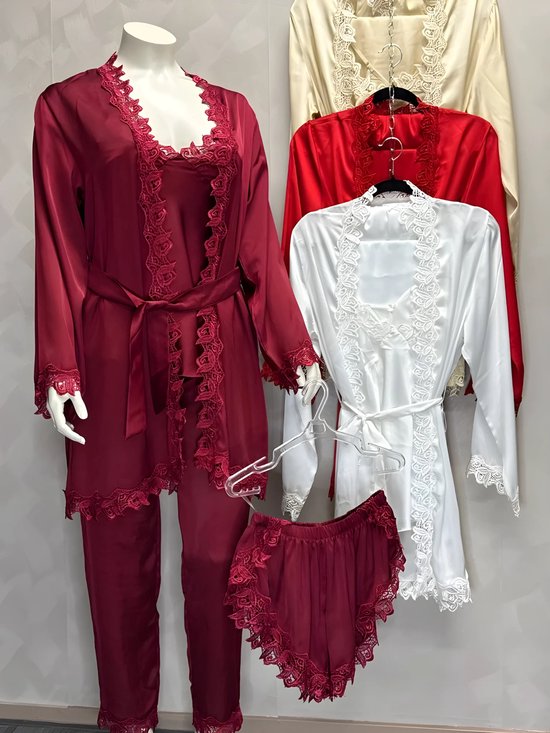 Zijde Dames Pyjama Set - White