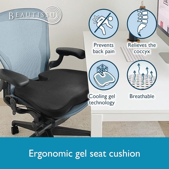 Ergonomisch Gel Zitkussen - Draagbaar Opvouwbaar Comfortkussen 47x32 Cm Voor Rolstoel, Bureaustoel, Auto En Reizen