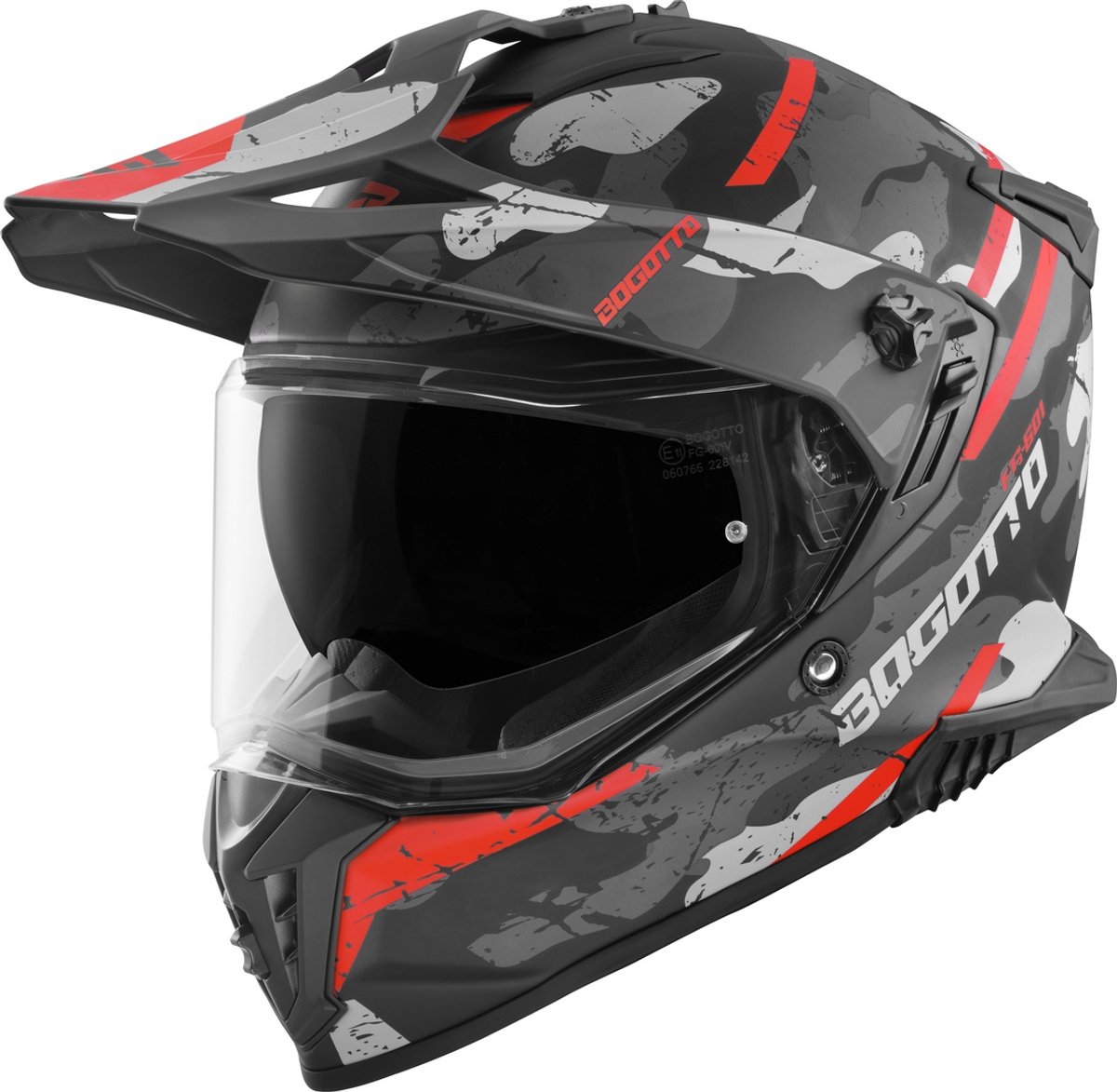 Bogotto FG-601 Sniper Zwart Grijs Oranje Fiberglas Enduro Helm - Maat XL - Helm