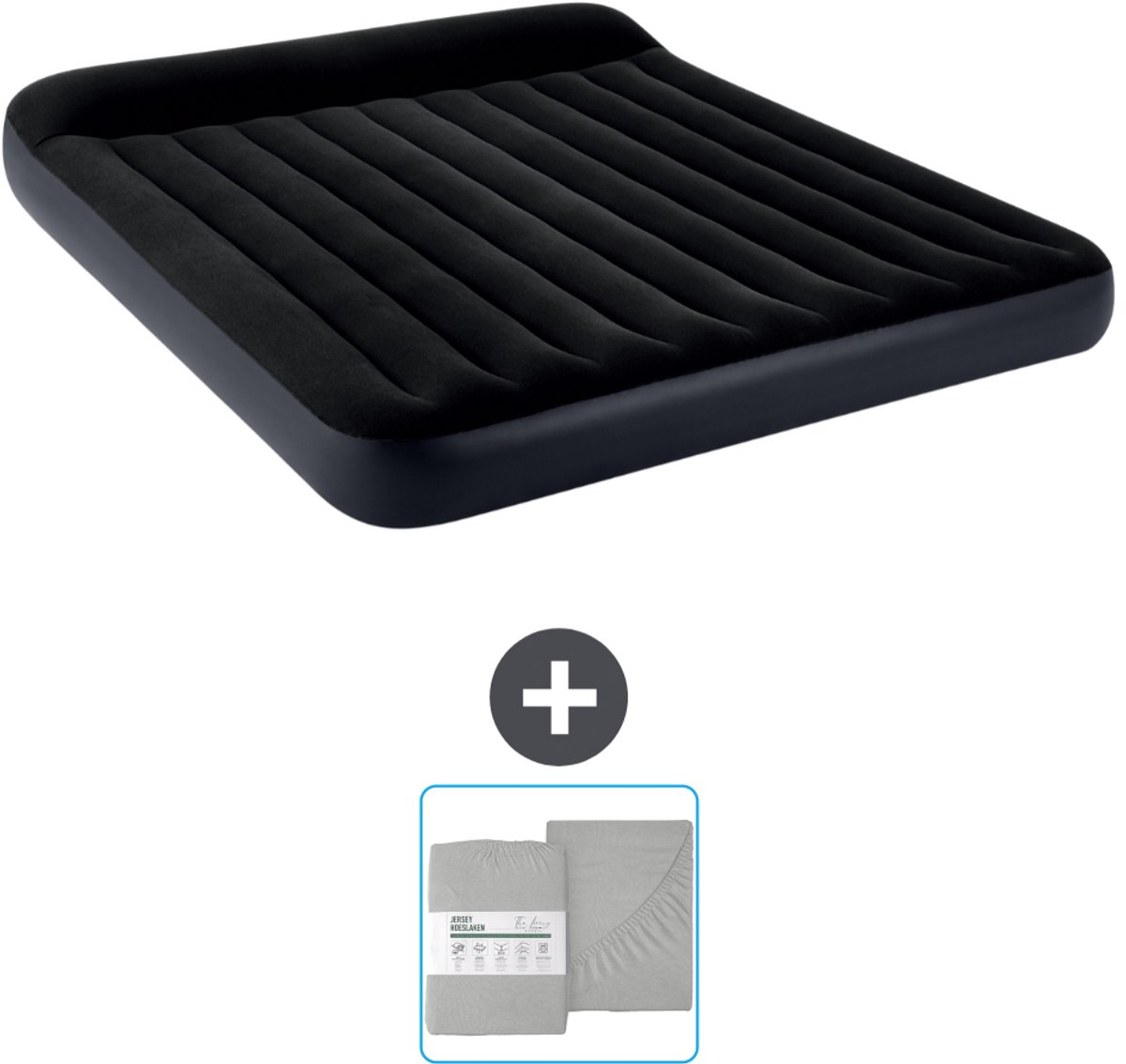 Intex Luchtbed - 2-Persoons - 183 x 203 x 25 cm - Donkerblauw - Inclusief en Hoeslaken