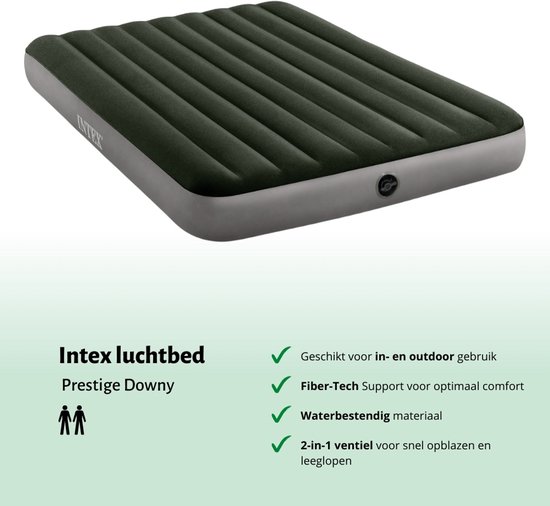 Intex Luchtbed - 2-Persoons - 152 x 203 x 25 cm - Groen - Inclusief en Hoeslaken van Intex — afbeelding 3