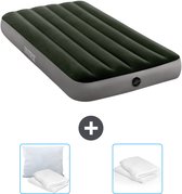 Matelas gonflable Intex - 1 personne - 99 x 191 x 25 cm - Vert - Oreiller et protège-oreiller inclus