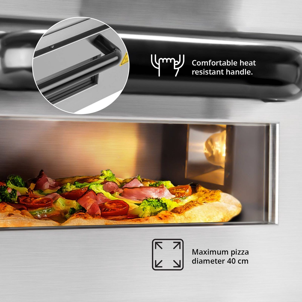 Pizzaoven - pizzasteen - 1 kamer - 2000 W - Royal Catering – foto 4