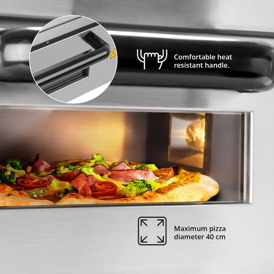 Pizzaoven - pizzasteen - 1 kamer - 2000 W - Royal Catering — afbeelding 4