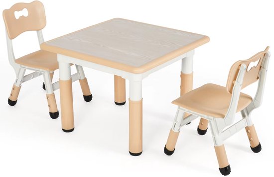 Bateso Sensorische tafel voor peuters met 2 stoelen en rolpapier, houten kindertafelstoelset met dubbelzijdige planken en 2 opbergbakken, activiteit voor zand- en waterspelen, binnen en buiten
