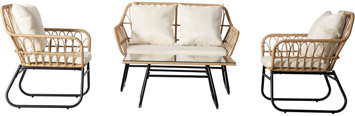 Tuinset rotan "Melo" - 4 personen - Wit / Bruin