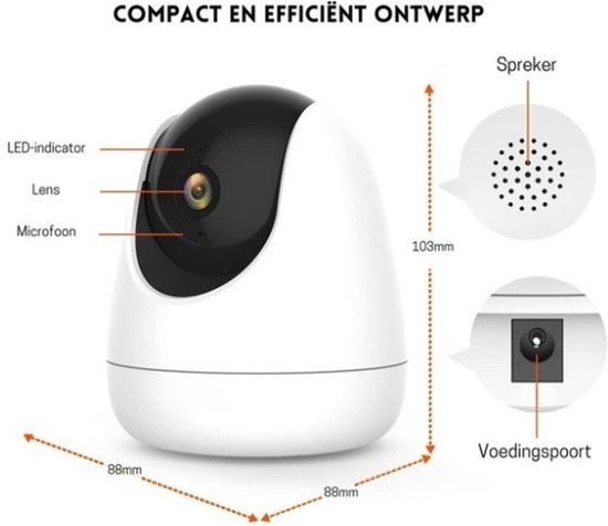 StayPowered Huisdiercamera - Bescherm je Thuis en Houd een Oogje in het Zeil, Altijd en Overal! - 360° Draaibaar - met Nachtzicht - Twee Weg Audio - Geluids en Lichtalarm - 1080p Resolutie - Bewegingsdetectie - Levering Sneller dan Aangegeven! van StayPowered — afbeelding 5