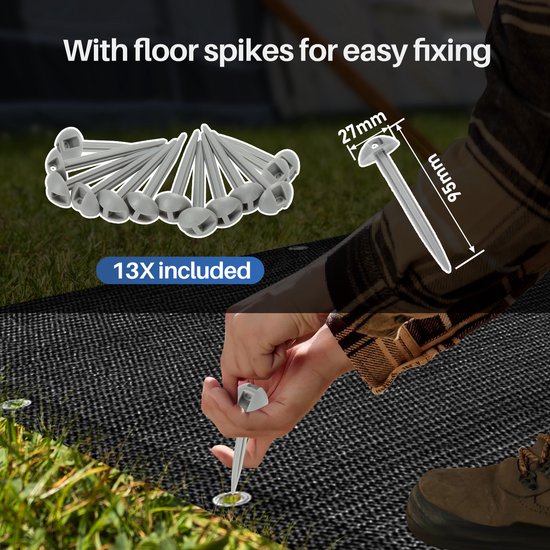 Voortent tapijt campingtapijt Voortenttapijt Zwart Tenttapijt campingdoek Tenttapijt - HDPE Tapijt - 250x550CM — afbeelding 2