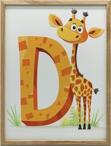 Muurposter In Aluminium Frame Giraf Met De Letter D 50X70 Cm